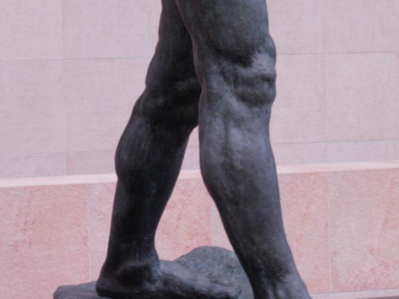 The legs of Walking Man by Rodin, 1900.