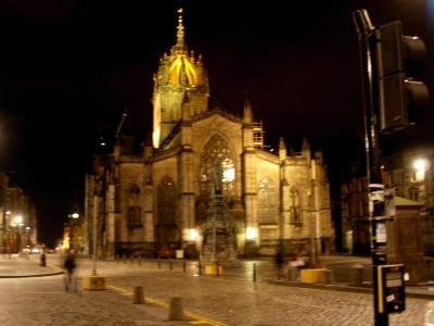 St. Giles' Kirk, night view.