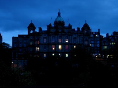 A view of the night skyline from Princes Street.