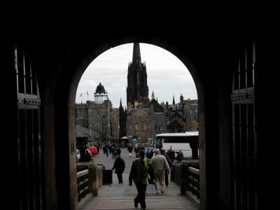Down the Royal Mile from the gatehouse door.
