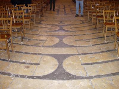 Chartres' famous labyrinth. Pilgrims used to negotiate this route on their knees.