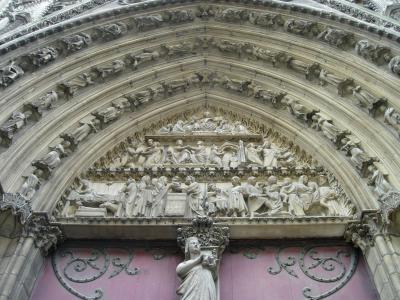 A carved tympanum on the north portal.