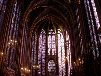 The upper level of the Sainte-Chapelle, a masterpiece of Gothic architecture.