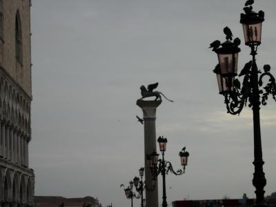 The column bearing the winged lion symbol of St. Mark, in the Piazza San Marco.