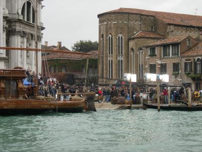 Filming a movie on the steps of Salute. (Edit: As of December 2005, I'm pretty sure this is a scene from Casanova.)