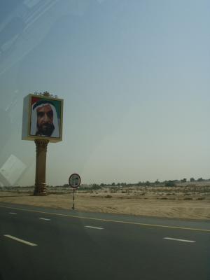 Shot from a cab. Sheikh Zayed, emir of Abu Dhabi and president of the UAE