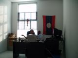 My office, with marathon medals and Laos flag