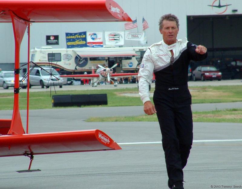 Sean, right out of his aircraft after performance and ready for the crowd