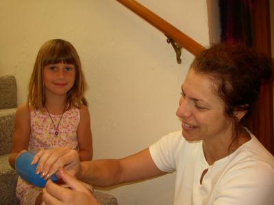Kathy prepares the balloon for transformation