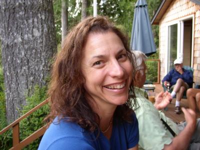 Kathy at Mercer Lake cabin