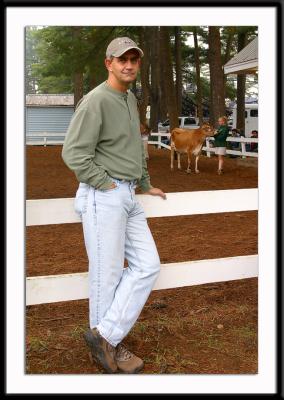Me at the awards ceremony for the Jersey cows at the Deerfield Fair (New Hampshire), September 2003. The cow is in the BACKGROUND.