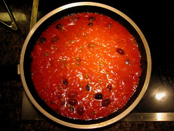 Puttanesca Sauce Simmering
