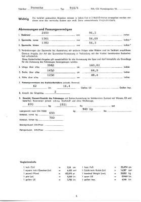 1970 Porsche 914-6 FIA / CSI Homologation Document No. ? (German) Page 5