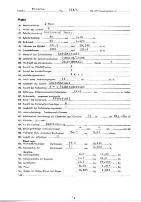 1970 Porsche 914-6 FIA / CSI Homologation Document No. ? (German) Page 8