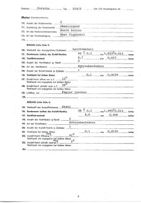 1970 Porsche 914-6 FIA / CSI Homologation Document No. ? (German) Page 9