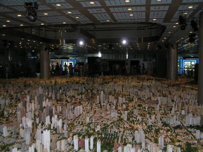 a huge model of the city in the Shanghai urban museum