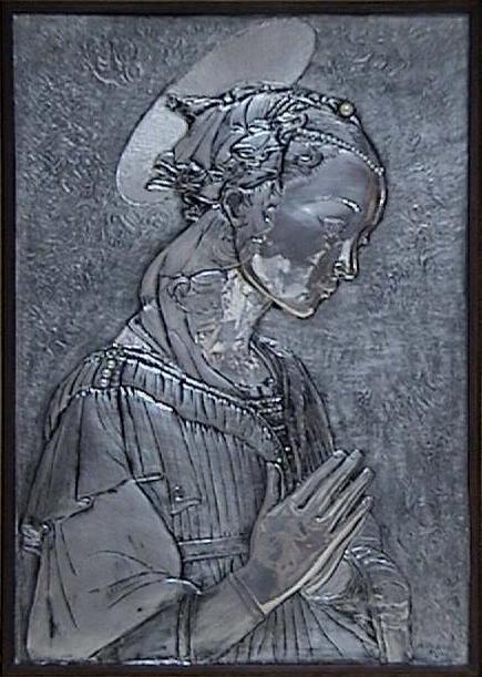 Virgin of the rocks Filippo Lippi, replica, aluminum 66x45.5cm