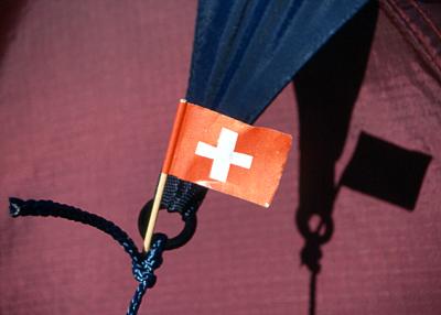 Swiss flag on the tent
