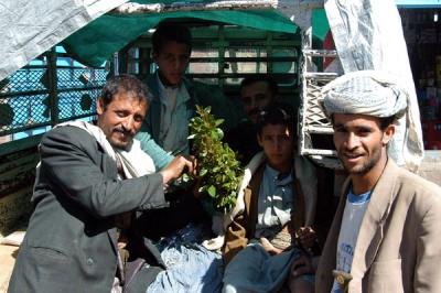Selling Qat from the back of a small truck