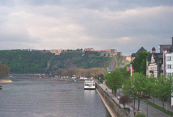 The Mosel at Koblenz with Festung Ehrenbreitstein on the far hill