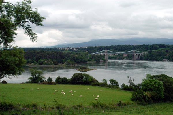 The bridge over the Menai Strait from Anglesey to Britain