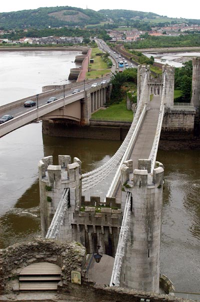 Bridge made to blend in with the architecture of Conwy Castle