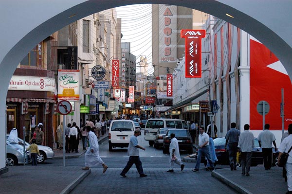 Main street of the Manama Souq through the Bab al-Bahrain