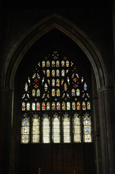 Huge window in the back of Shrewsbury Abbey