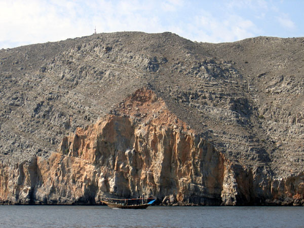 A dhow rounds the northern end of the Arabian Peninsula