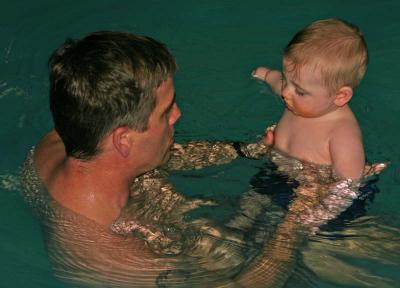 Carson's First Swim