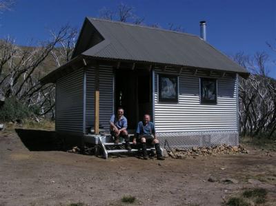 Rob and myself at Michell Hut, rebuilt after the 2003 bushfires