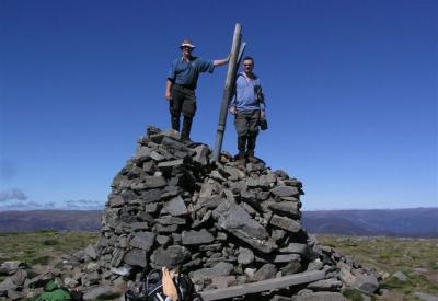Rob and myself on the Cairn on Mount Bogong - 1986m