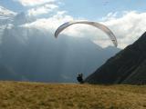 Paraglider getting ready to take off