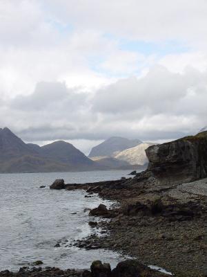 This picture was taken from down on the Pier looking towards the Black Cullin Hills.