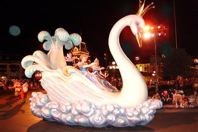 Tiny  princesses on a huge swan.