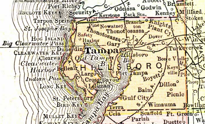 1911 Railroad Map Hillsborough Co FL