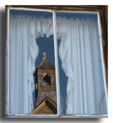 Church Steeple in Window Relfection, Bodie