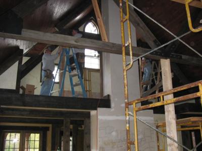 Working on the truss in the office