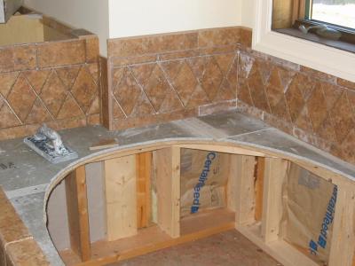 The tub surround backsplash