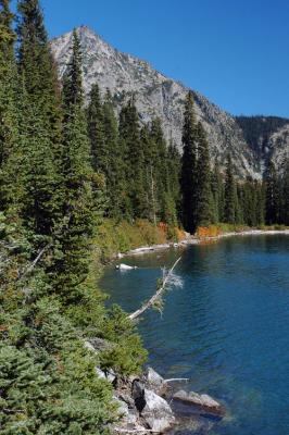 Peak and Lake with Trees