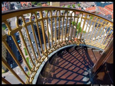 Narrow passage to the top -- 90 meters tall, 400 steps outside the church