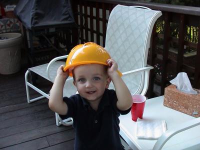 Andrew and his hard hat.