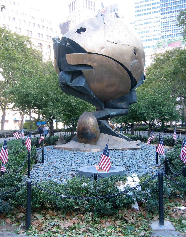 Center Piece of the Remains of the Former World Trade Center Plaza Sculpture