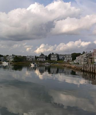 reflection of clouds in the harbor