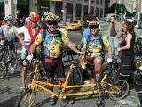 The perfectly-attired Pinos and their mango, Bike Friday Tandem