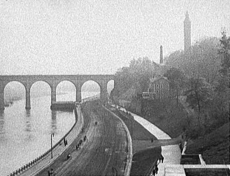 Looking South onto the Harlem Speedway from the Washington Bridge