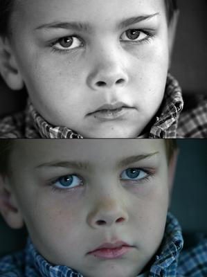 Some people asked how I achieved the muted colors in this shot of Josh. I used the channel mixer in Photoshop to convert to black and white. I then placed the BW copy in a layer above the color image. I reduced its opacity to approximately 30-40% to provide the muted colors. I erased teh BW version over his eyes, to keep his eyes as vibrant as possible.