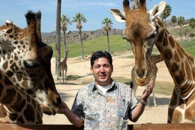 Me Feeding Two Giraffes