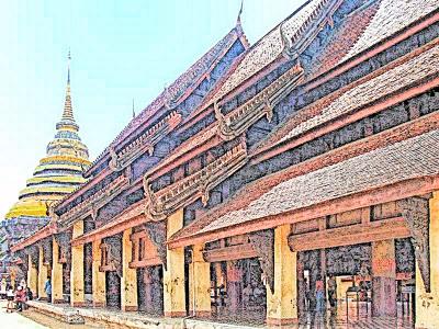 Thai Temple (crayon)