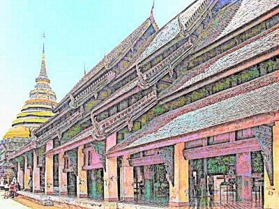 Thai Temple color drawing